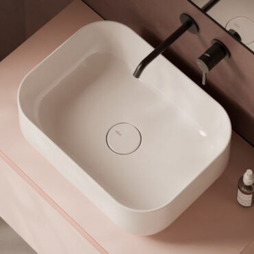 lavabo da appoggio ceramica bianco lucido 50x37 dettaglio unica alice ceramica