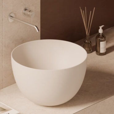 matt white ceramic countertop washbasin detail unica round 50 alice ceramica
