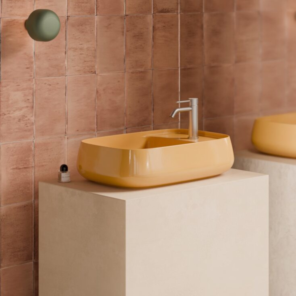 vasque à poser céramique couleur miel 60x40 plan nur alice ceramica