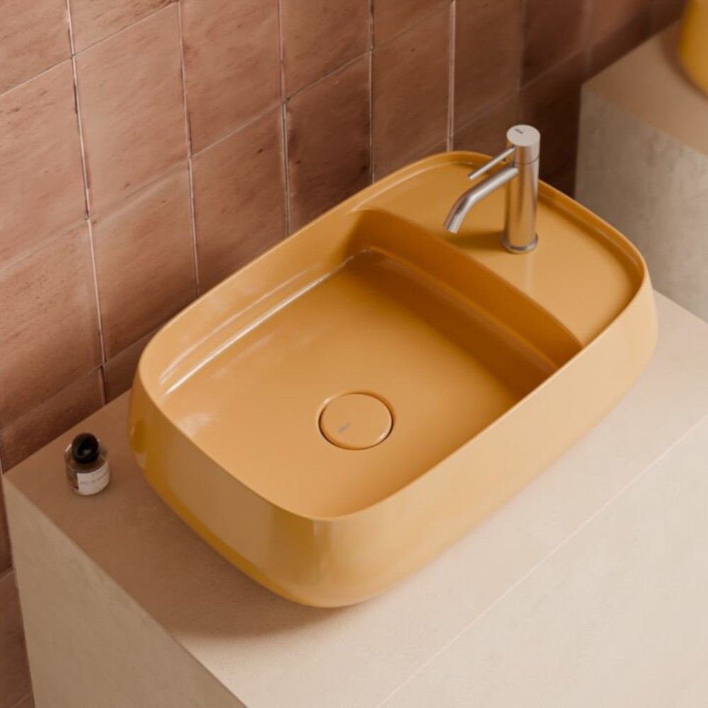 vasque à poser céramique couleur miel détail 60x40 plan nur alice ceramica