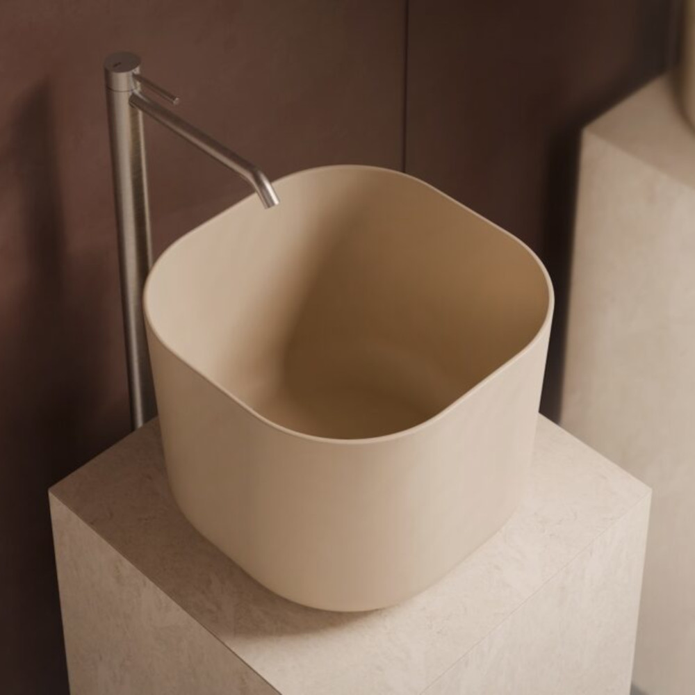 lavabo à poser en céramique de couleur sable détail h 30 alice ceramica