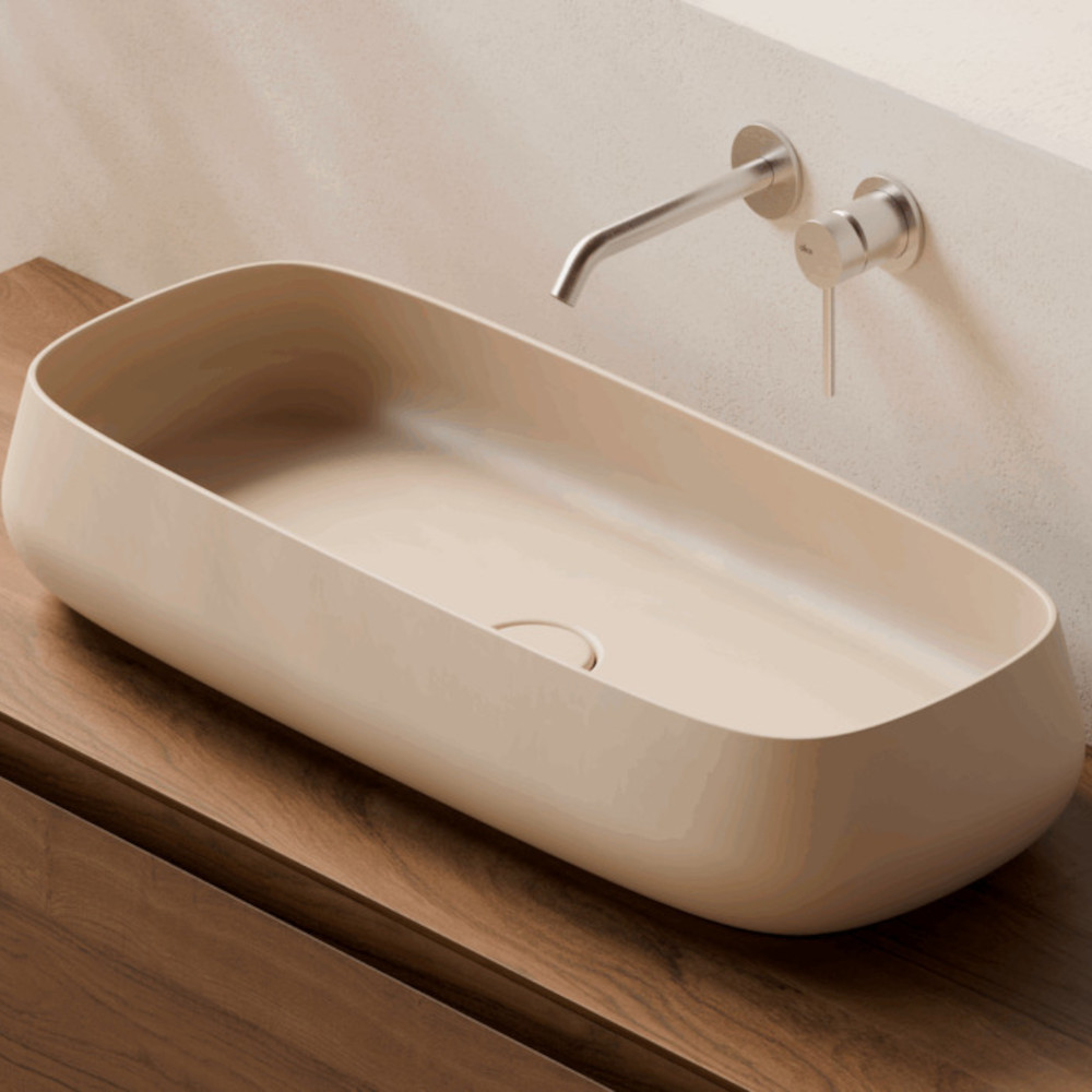 sand ceramic vessel sink without tap hole nur 80x35 alice ceramica