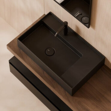 lavabo da appoggio ceramica nero dettaglio hide 65x40 alice ceramica