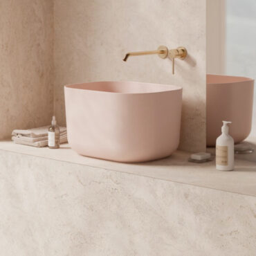 pink matte ceramic countertop washbasin 50x40 unique alice ceramica