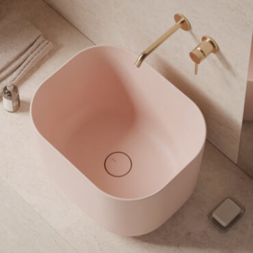 lavabo da appoggio ceramica rosa opaco dettaglio 50x40 unica alice ceramica