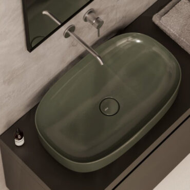 lavabo da appoggio ceramica verde alpi dettaglio form alice ceramica