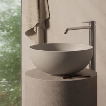 circular ceramic countertop washbasin gray form 37 alice ceramica