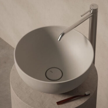 lavabo da appoggio circolare ceramica grigio opaco form 37 alice ceramica