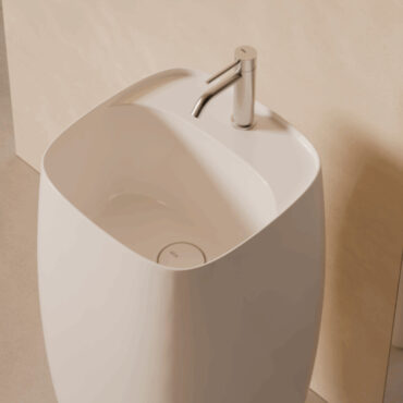 lavabo îlot en céramique blanc with trou détail nur plan alice ceramica