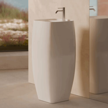 lavabo îlot en céramique blanc avec trou nur plan alice ceramica