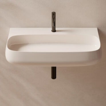 white ceramic wall-mounted sink with faucet hole nur 90x45 alice ceramica