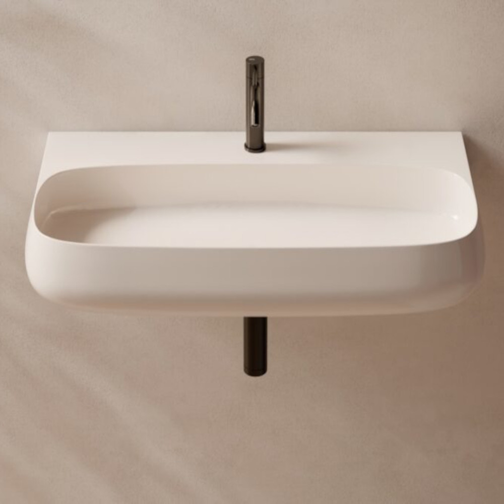 white ceramic wall-mounted sink with faucet hole nur 90x45 alice ceramica