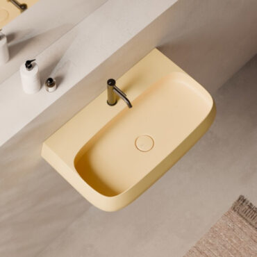 lavabo sospeso ceramica color zenzero con foro rubinetto nur 75x45 alice ceramica
