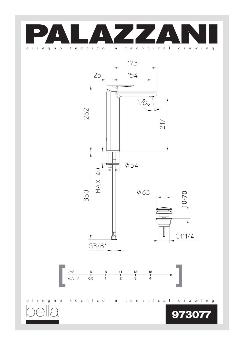 fiche technique mitigeur lavabo haut 973077 bella palazzani