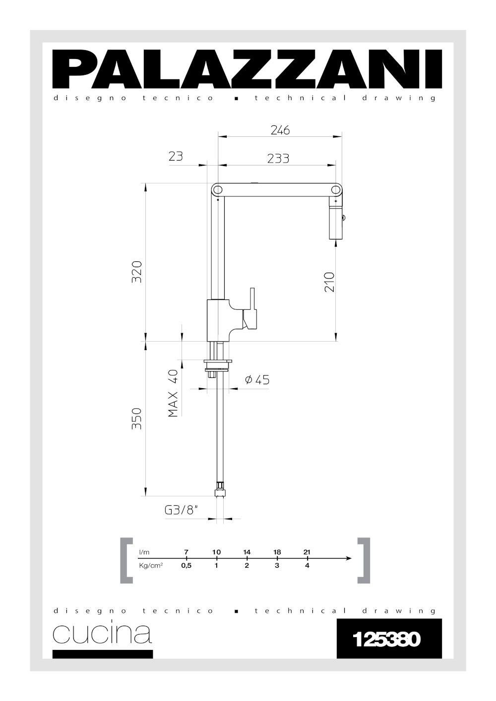 fiche technique mitigeur évier avec bec pivotant 125380 palazzani