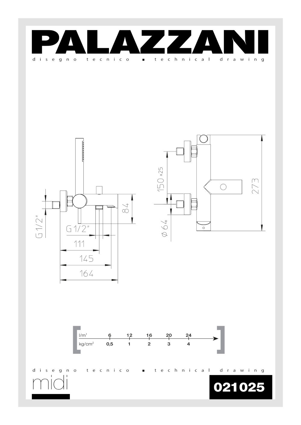 technical drawing bath mixer with diverter 021025 midi palazzani