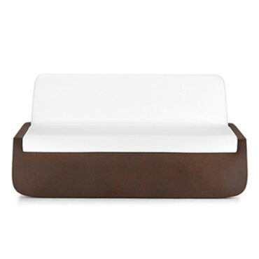 canapé 2-3 places polyéthylène coussin blanc structure marron bold sofa plust