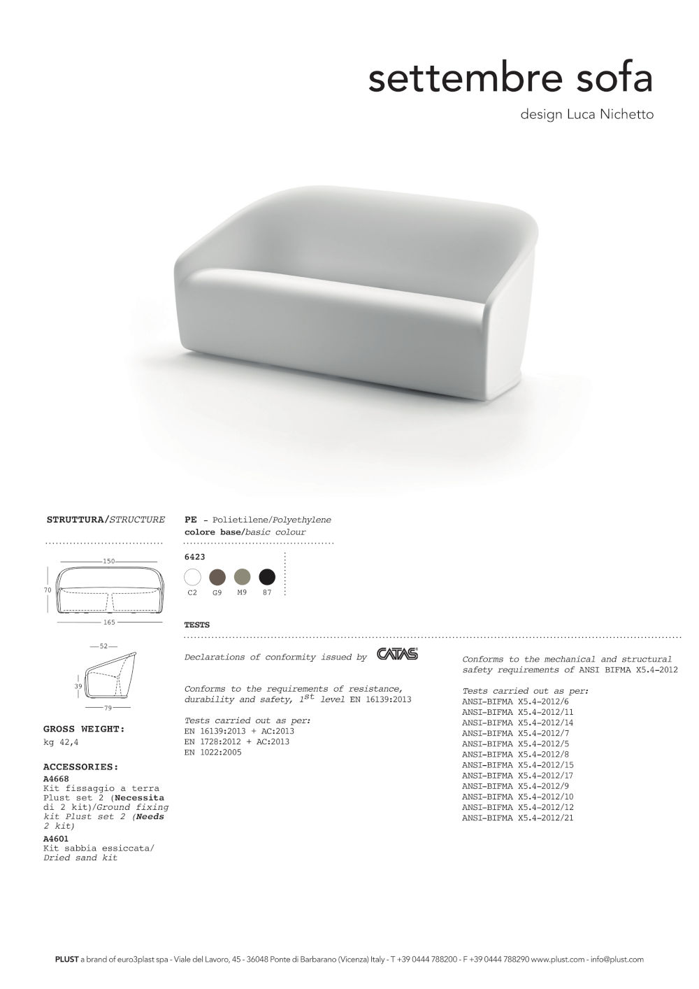 technical data sheet settembre sofa plust
