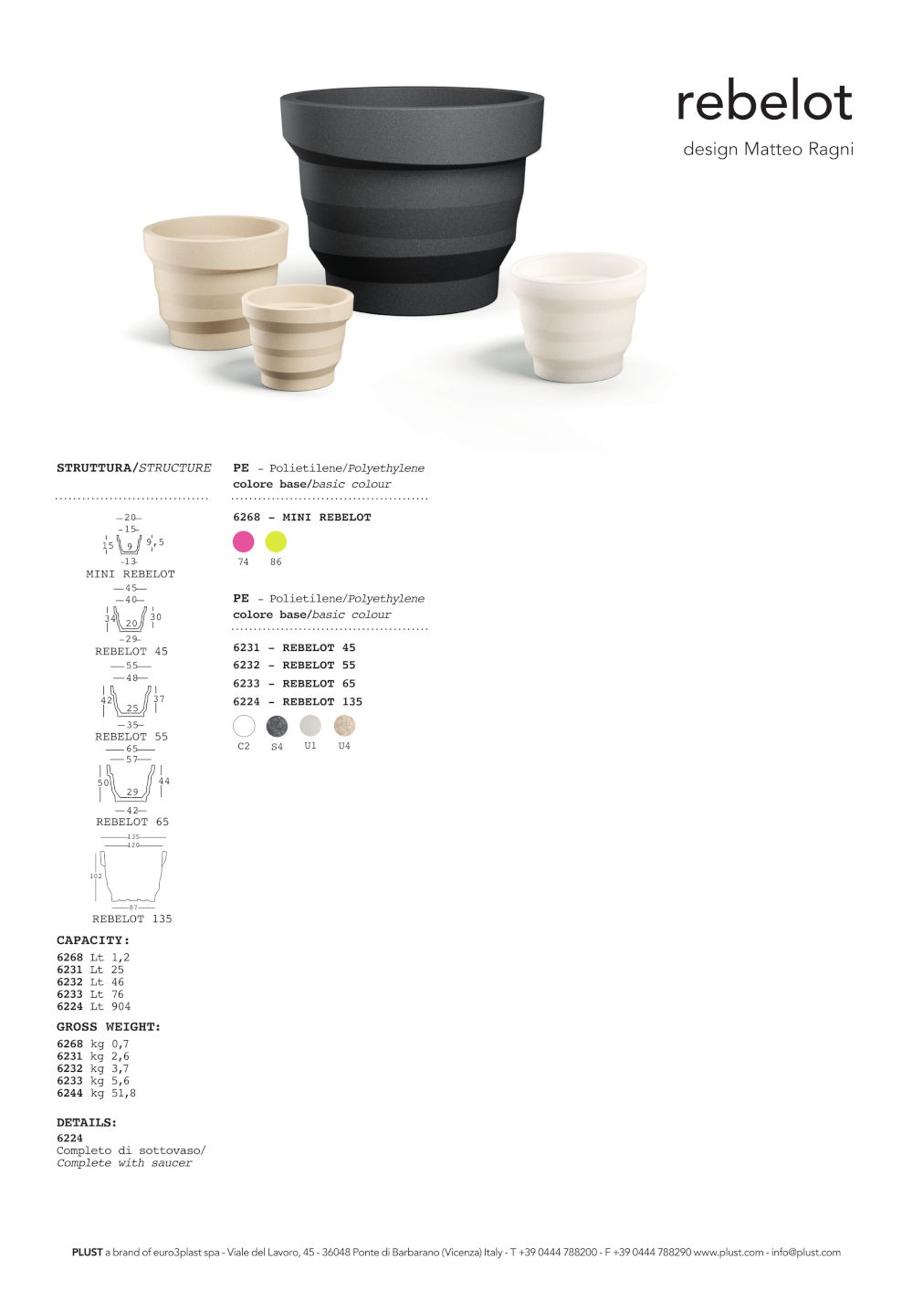 fiche technique vase avec lumières rebelot plust